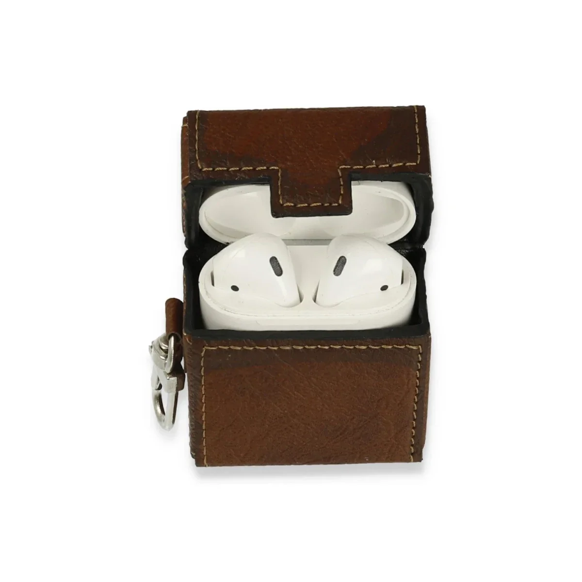 Apple Airpods 2 (2.nesil) Deri Kılıf - Kahverengi görsel 2