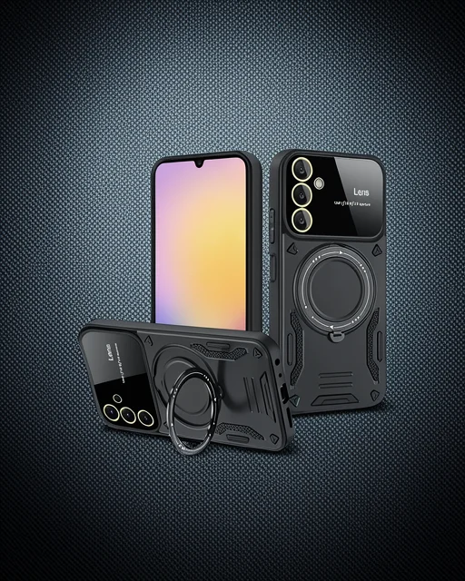 Samsung Galaxy A15 4g Kılıf Joy Lens Standlı Kapak - Siyah