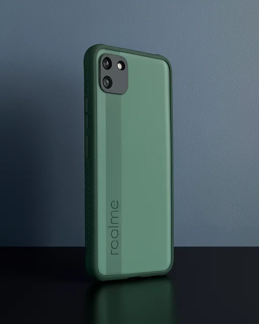 Realme C11 Kılıf Miami Şeffaf Silikon - Koyu Yeşil