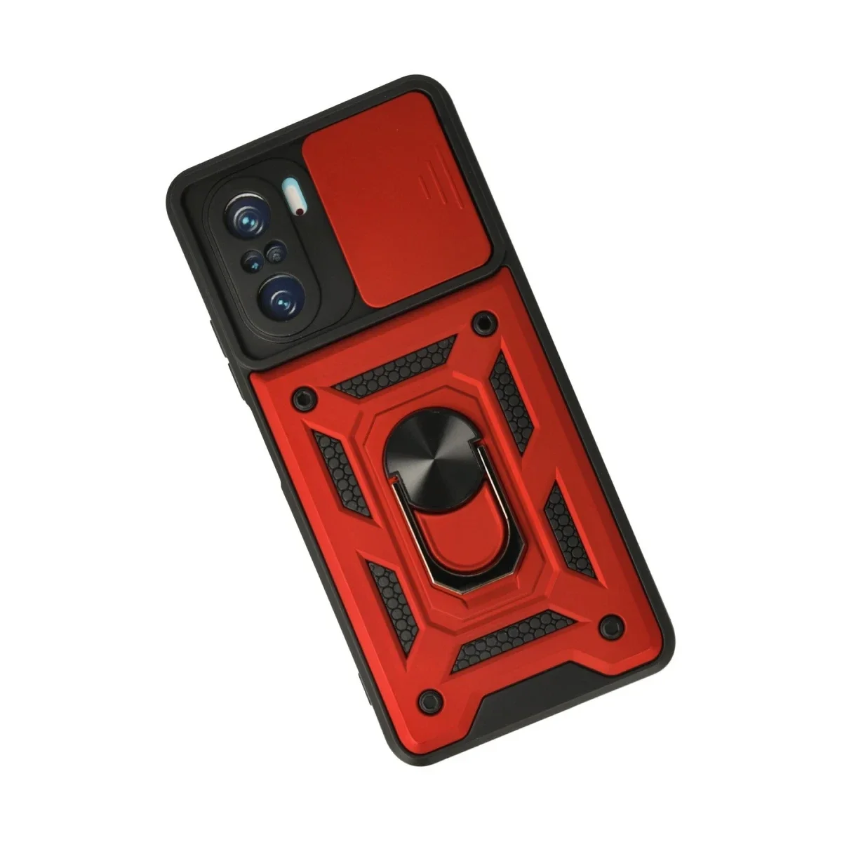 Xiaomi Poco F3 Kılıf Pars Lens Yüzüklü Silikon - Kırmızı görsel 2