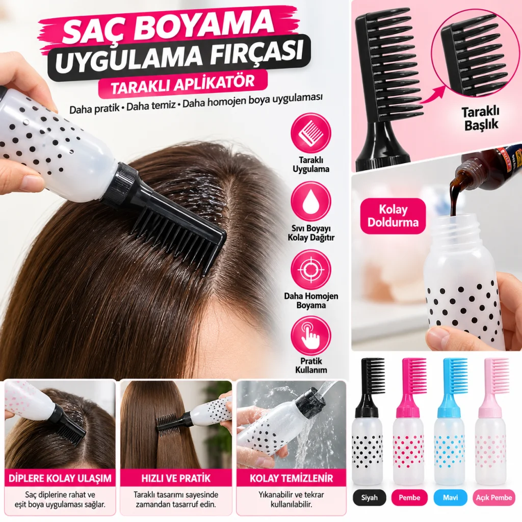 Saç Boyama Uygulama Fırçası Taraklı Saç Boyama Aplikatörü