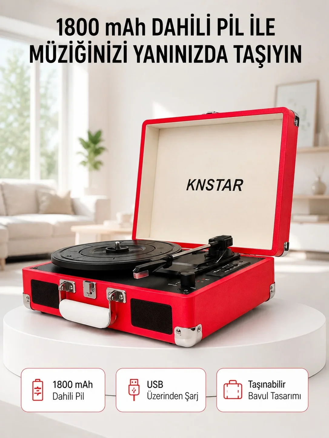 Retro Bavul Pikap Dahili Hoparlörlü AUX USB SD Kart ve Bluetooth Bağlantılı Taşınabilir Tasarım