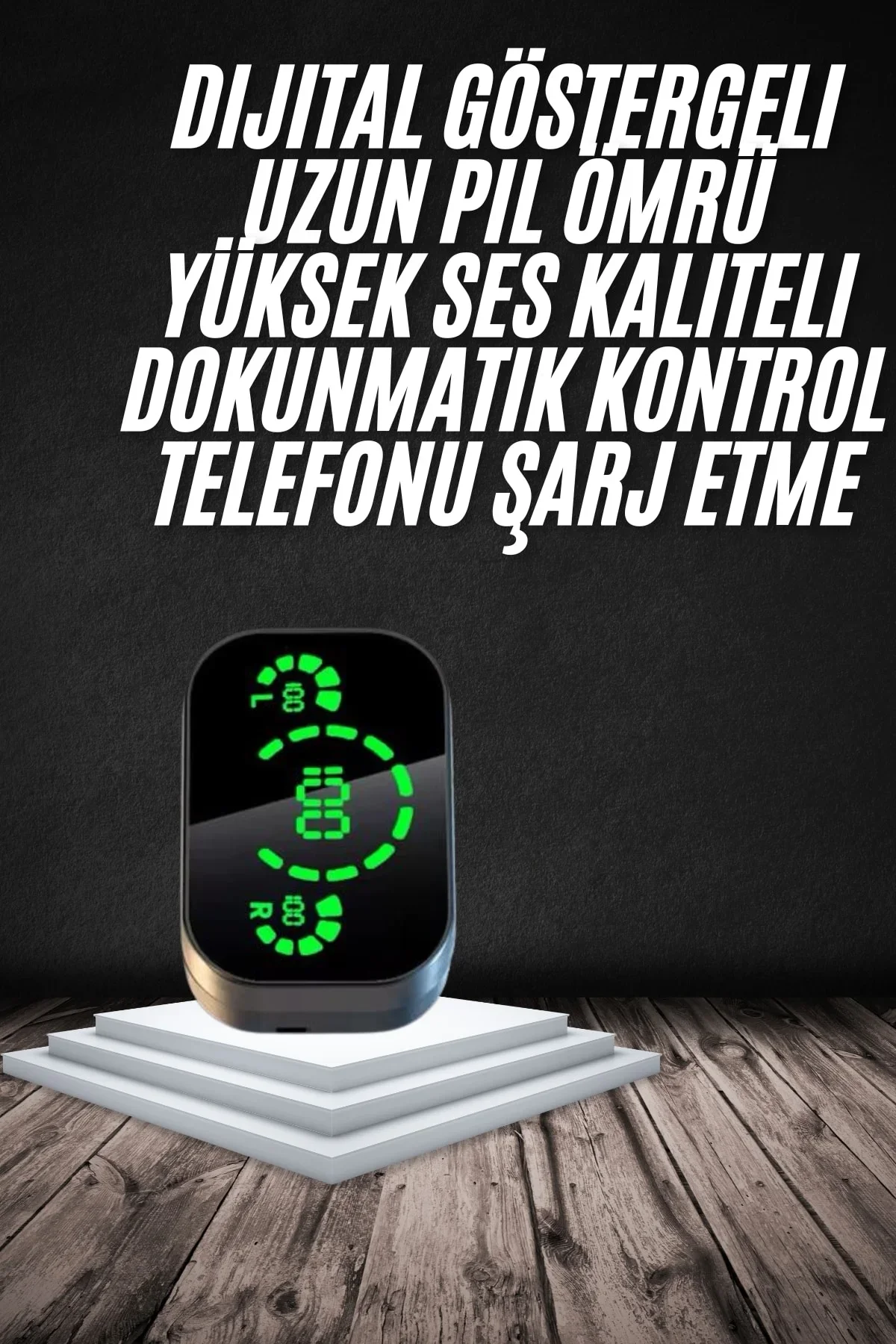 Yeni Nesil Bluetooth Kulaklık Çağrı Cevaplayabilen Dijital Göstergeli Powerbankli görsel 2