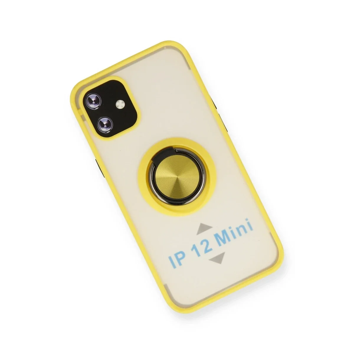 Apple iPhone 12 Mini Kılıf Montreal Yüzüklü Silikon Kapak - Sarı görsel 3