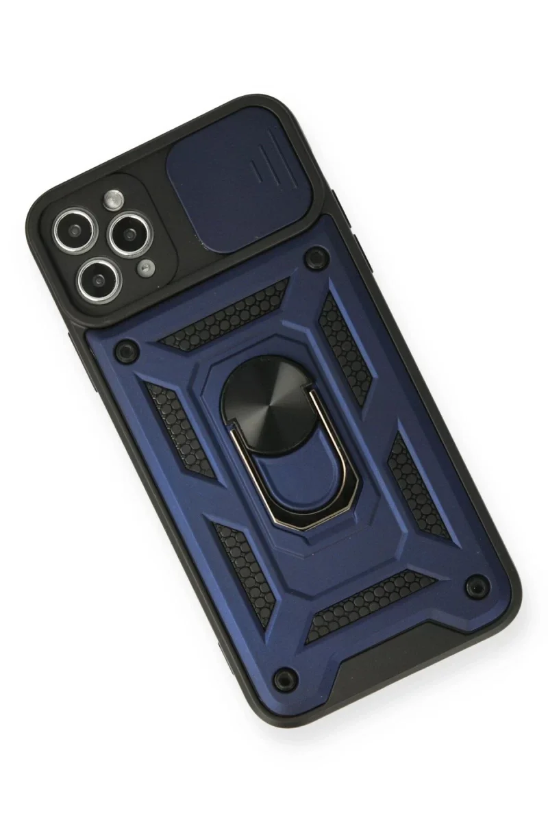 Apple iPhone 11 Pro Kılıf Pars Lens Yüzüklü Silikon - Lacivert görsel 3