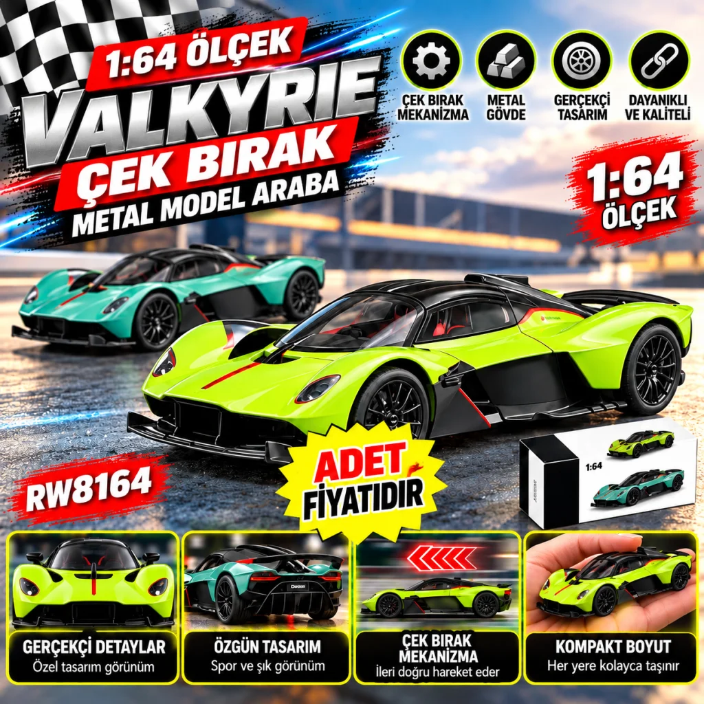 RW8164 1:64 Aston Marton Valkyrıe Çek Bır.ara Metal Model Araba (adet Fiyatıdır)