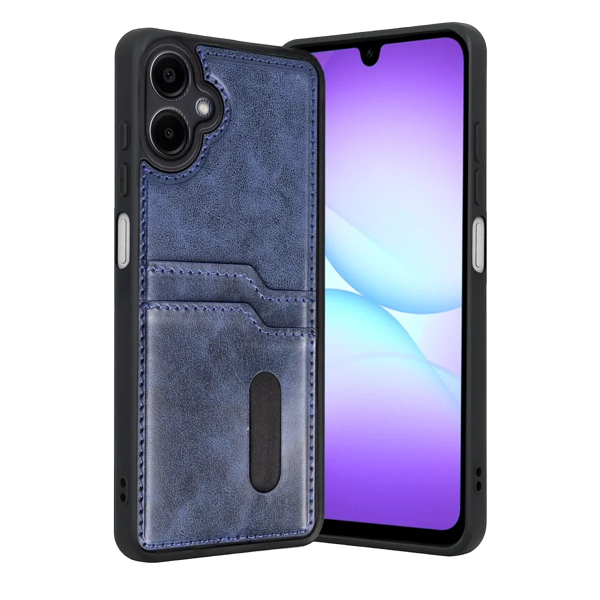 Samsung Galaxy A07 4G Sara Kartvizitli Deri Kılıf - Lacivert