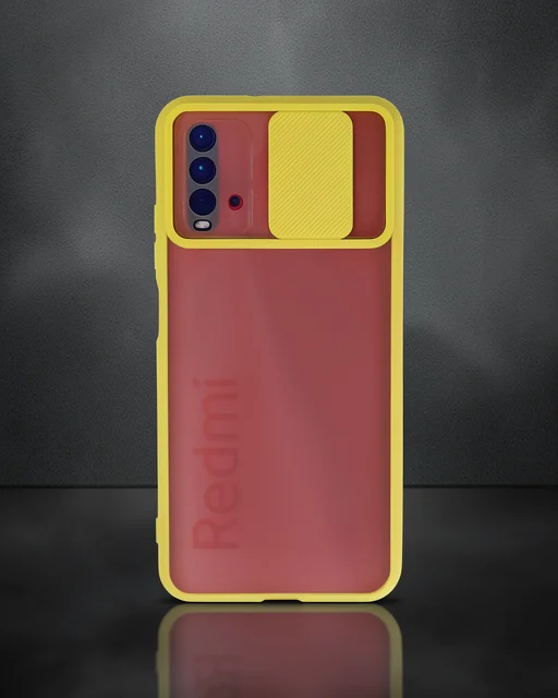 Xiaomi Redmi 9t Kılıf Palm Buzlu Kamera Sürgülü Silikon - Sarı