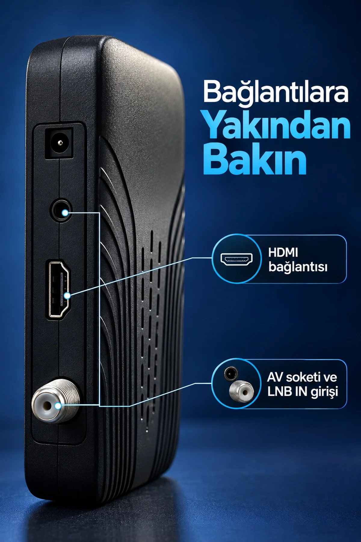 HDMI Kablolu ve Adaptörlü HD Uydu Alıcısı görsel 2