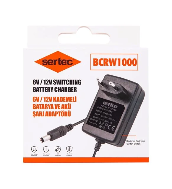BCRW1000 6V/12V 1A Kademeli Batarya ve Akü Şarj Adaptörü