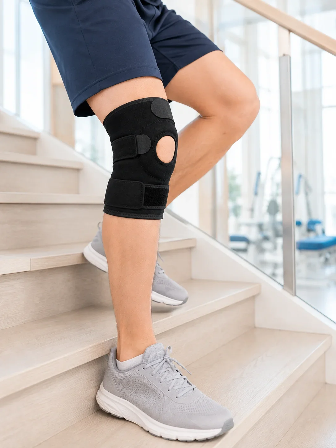 Kısa Diz Desteği Ligamentli Açık Diz Kapağı Cırtlı Ayarlanabilir Dizlik görsel 2