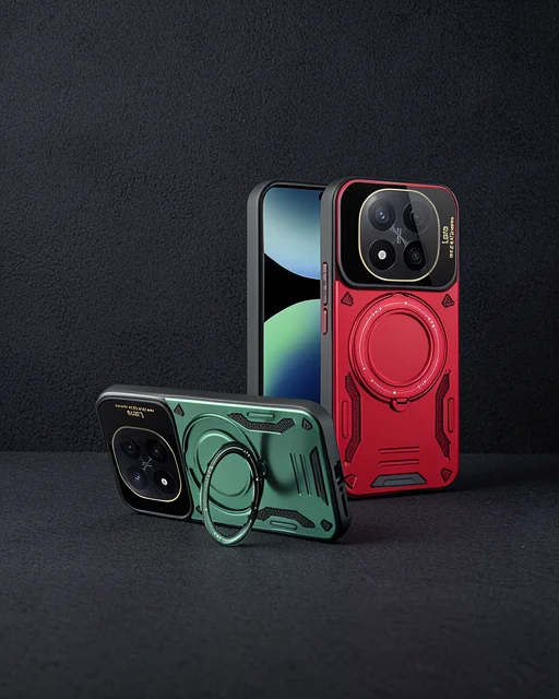 Xiaomi Redmi Note 14 Pro 5g Kılıf Joy Lens Standlı Kapak - Koyu Yeşil
