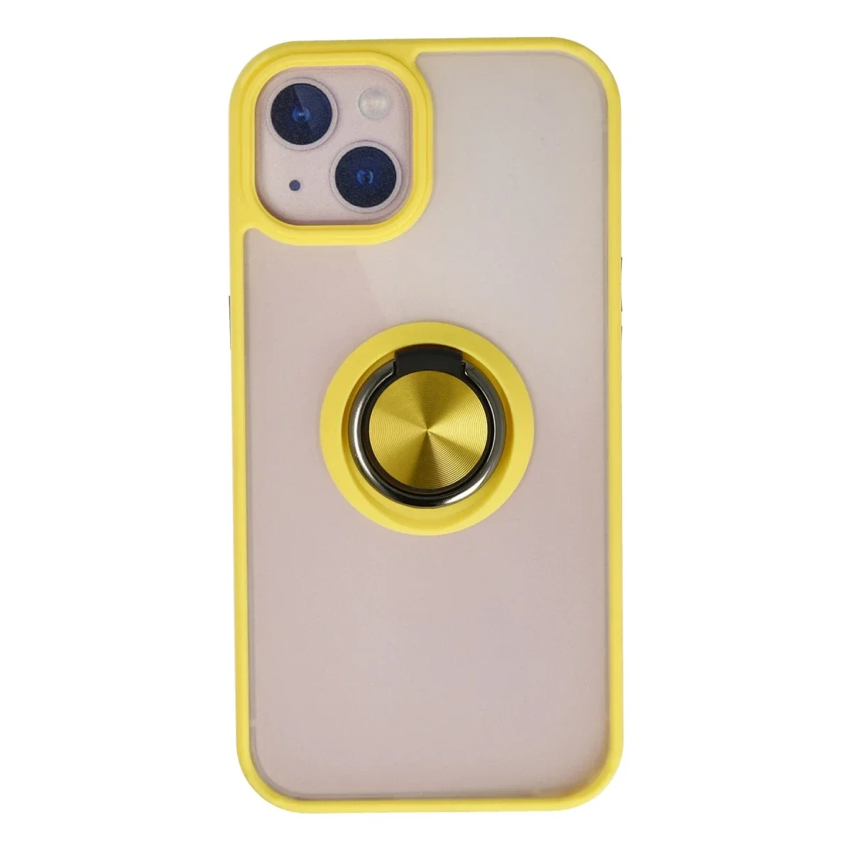 Apple iPhone 15 Kılıf Montreal Yüzüklü Silikon Kapak - Sarı