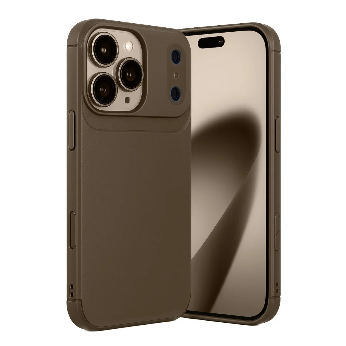 Apple İphone 17 Pro Max Auto Focus Karbon Kapak - Kahverengi