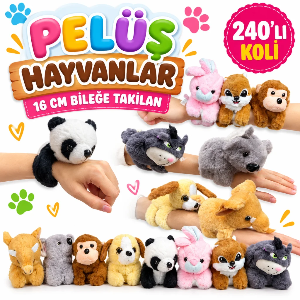 KZL-2505034 PELUS HAYVANLAR 16CM BILEGE TAKILAN 240 (adet fiyatıdır)