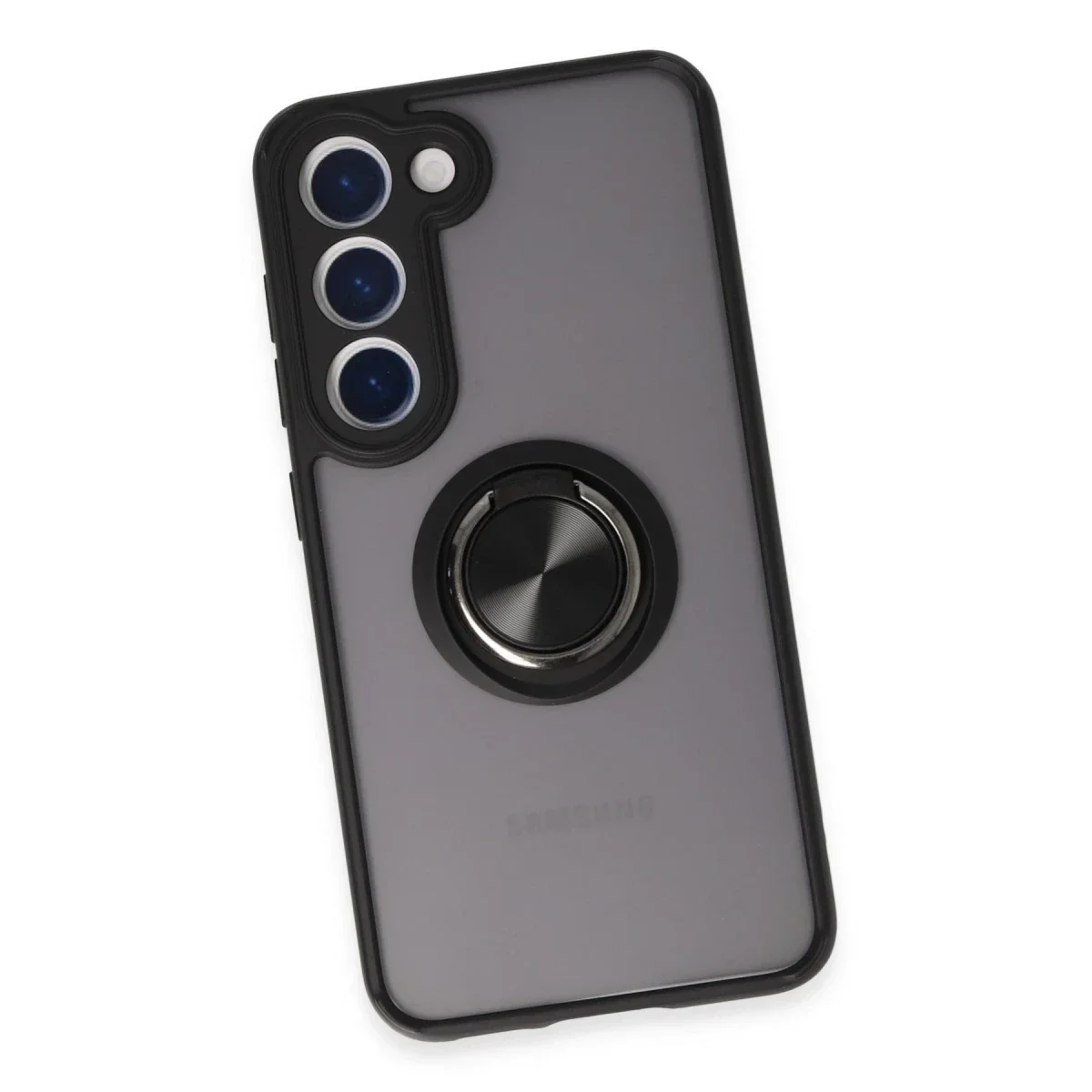 Samsung Galaxy S23 Kılıf Montreal Yüzüklü Silikon Kapak - Siyah görsel 4