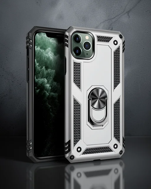 Apple İphone 11 Pro Kılıf Sofya Yüzüklü Silikon Kapak - Gümüş