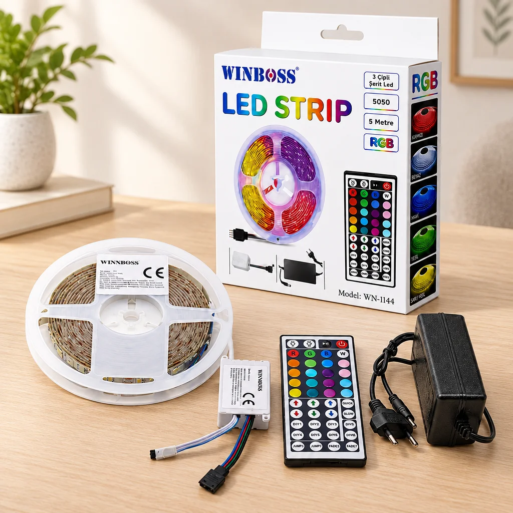 RGB 5050 SMD LED Şerit 5m (54 LED/m) Kumandalı
