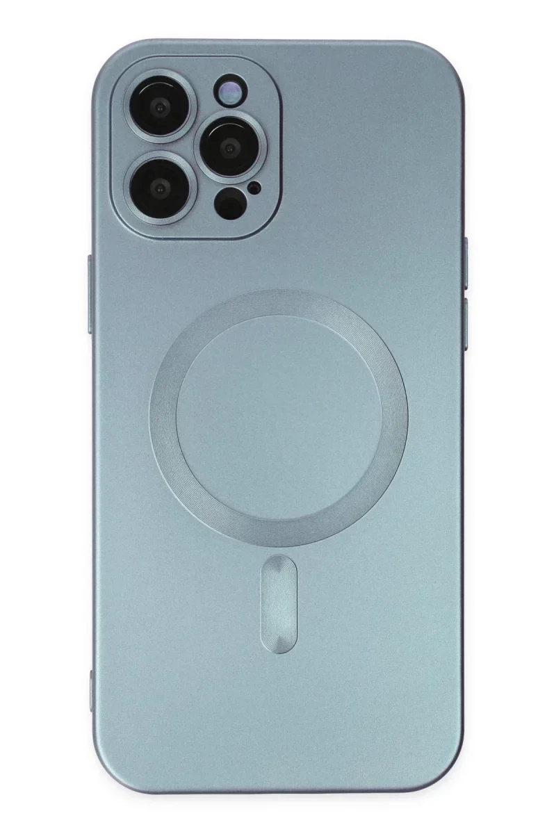 Apple iPhone 12 Pro Max Kılıf Moshi Lens Magneticsafe Silikon - Sierra Blue