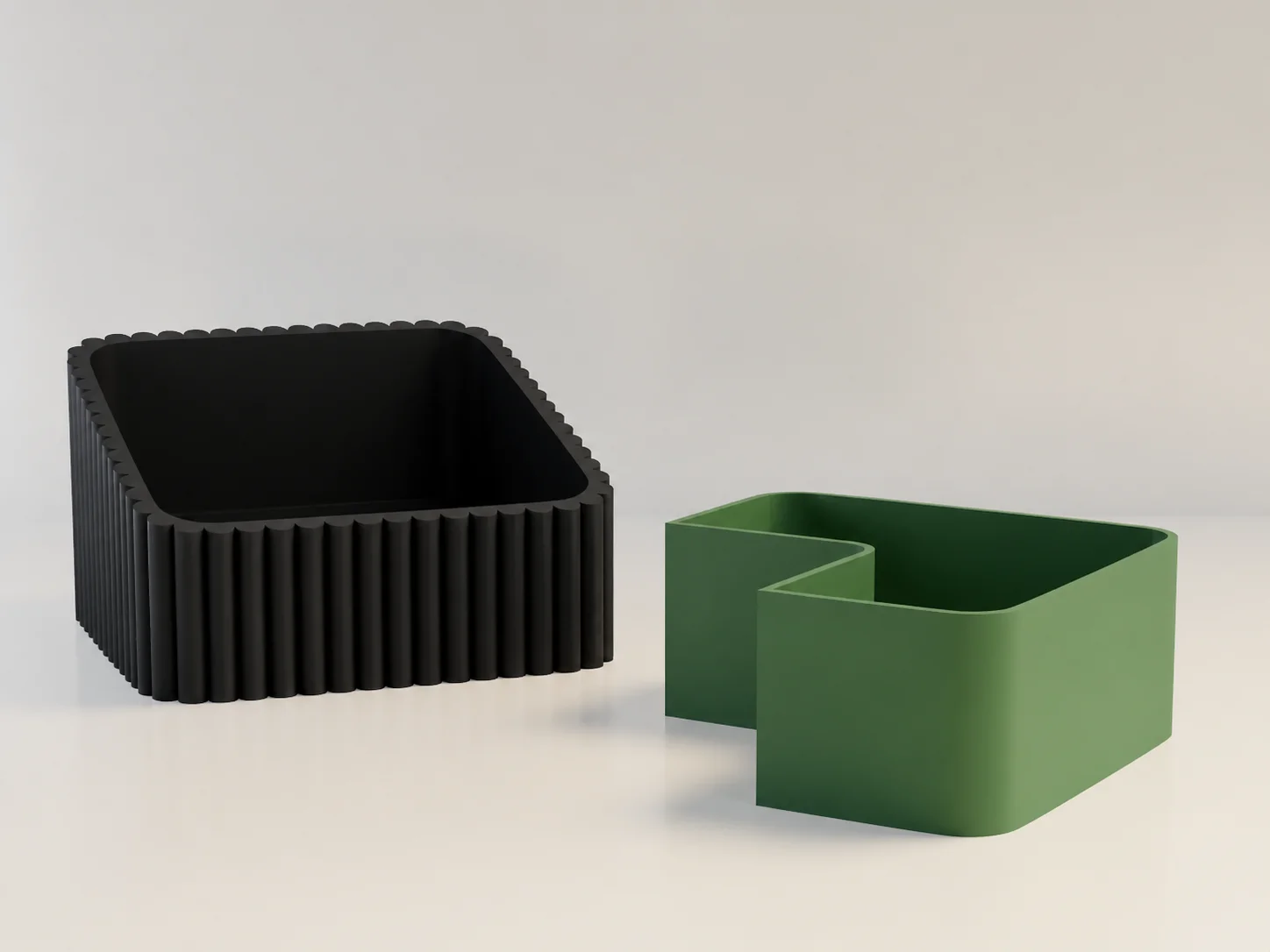 3D Baskı Fıstık Kasesi - Çift Hazneli Kabuk Ayırıcı Sunum Kasesi - Siyah Yeşil görsel 2