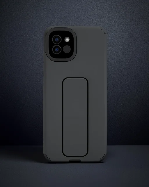 Samsung Galaxy A03 Kılıf Mega Standlı Silikon - Siyah