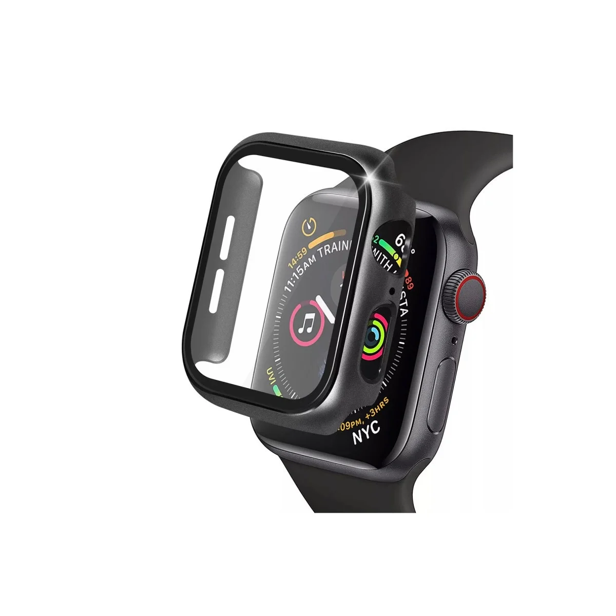 Apple Watch 41mm Camlı Kasa Ekran Koruyucu - Siyah