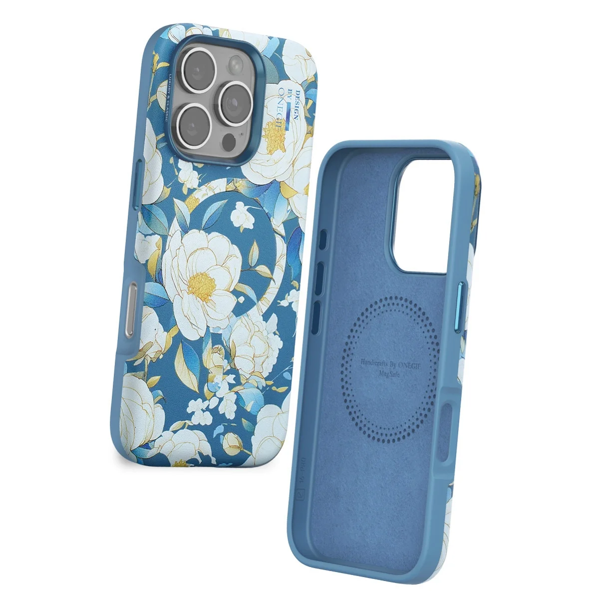 Onegif Apple İphone 16 Pro Max Flower Series Magsafe Kapak - Mavi görsel 2