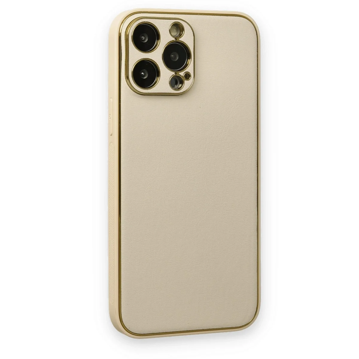 Apple İphone 13 Pro Kılıf Coco Deri Silikon Kapak - Gold görsel 2
