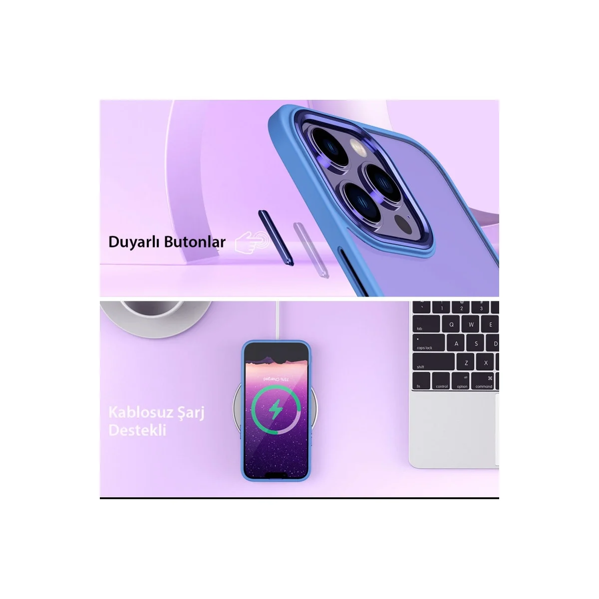 Apple İphone 14 Pro Kılıf Power Silikon - Sierra Blue görsel 4