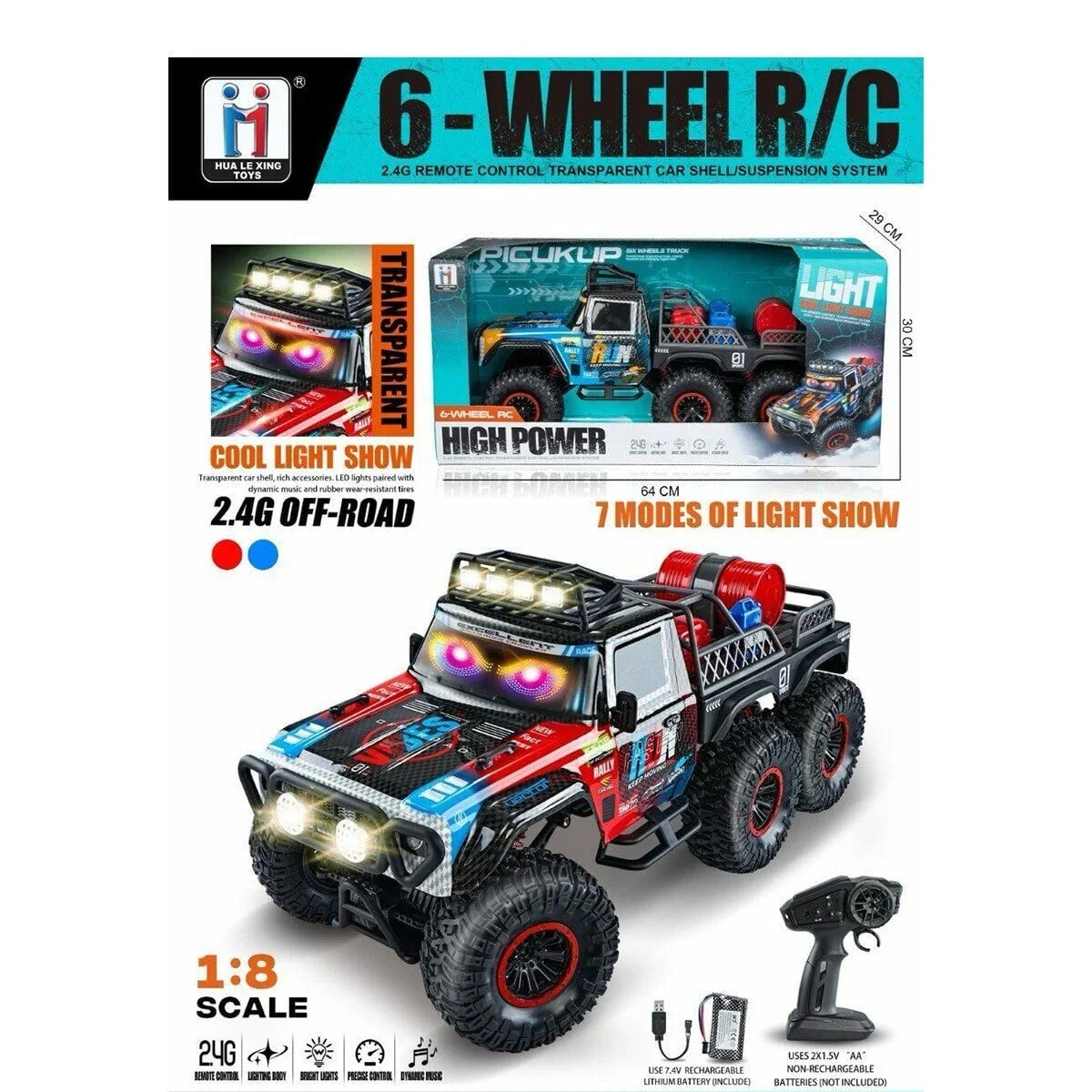 6026 2 4G Kontrollu 6X6 On Camda Farklı Modlarla Yanan Göz Led Işıklı Dev 1 18