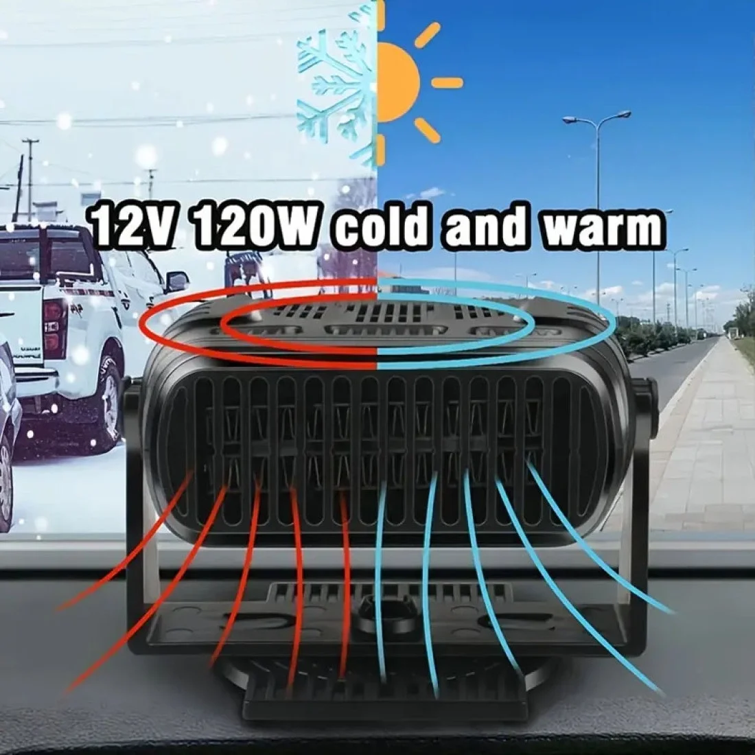12V Araç İçi Cam Buğu Çözücü Isıtıcı Fan 2’si 1 Arada Sıcak Soğuk Hava Üfleyici Buz Çözücü görsel 3