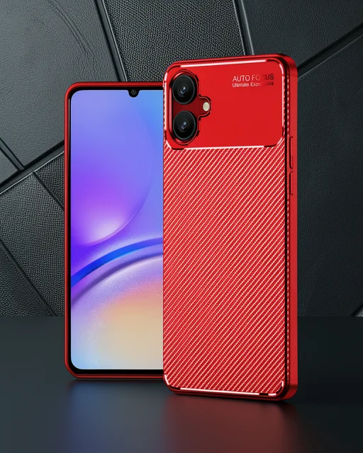 Samsung Galaxy A06 Kılıf Auto Focus Karbon Kapak - Kırmızı