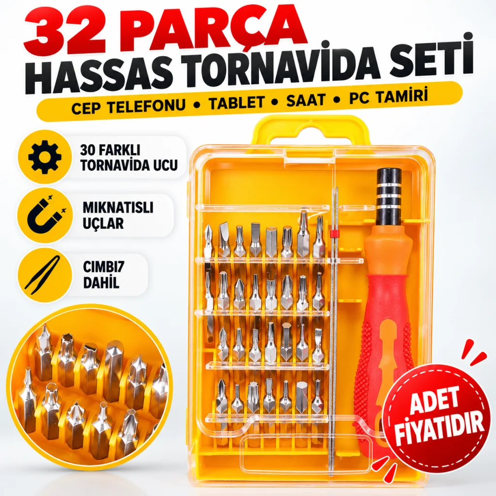 32 Parça Cep Telefonu Pc Tablet Mini Tornavida Seti Tamir Takımı