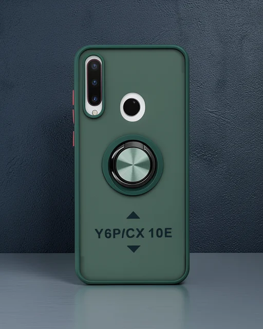Huawei Y6p Kılıf Montreal Yüzüklü Silikon Kapak - Yeşil