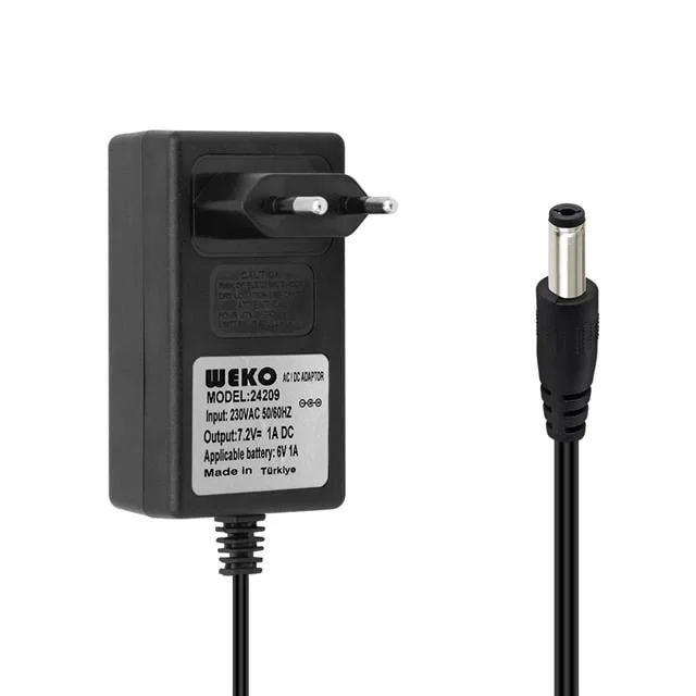 Weko 7.2Volt - 1Amper 5.5x2.5 Uçlu Ledli Yerli Üretim Priz Tipi Adaptör görsel 4