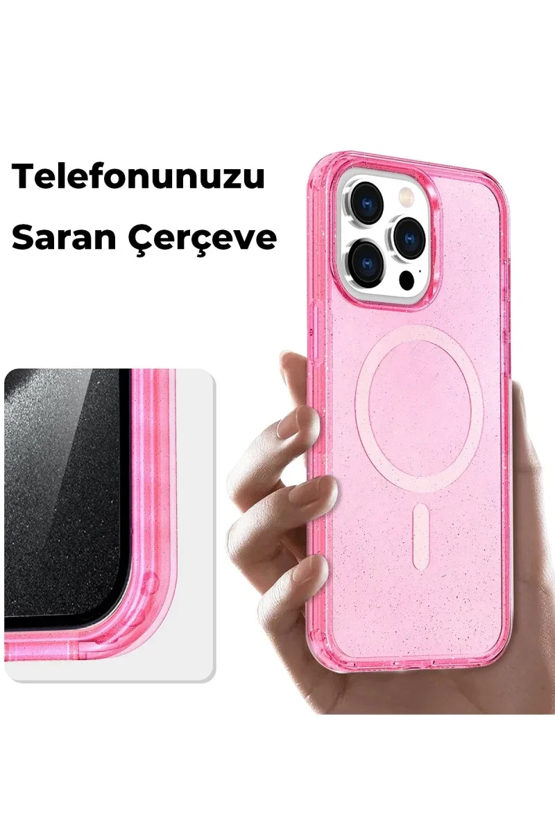 Apple iPhone 15 Pro Kılıf Star Magsafe Kapak - Pembe görsel 3