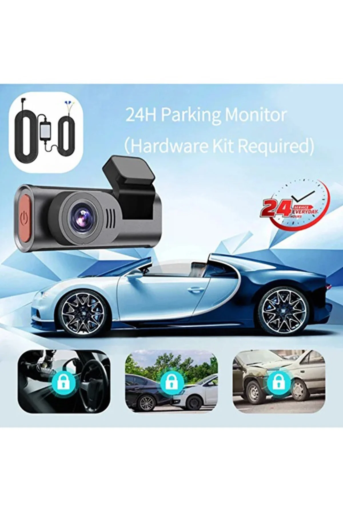 4K WiFi Çift Kameralı Araç Kamerası Gece Görüşlü G-Sensörlü Dash Cam 170 Derece görsel 3