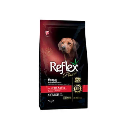 Senior Orta ve Büyük Irk Kuzulu ve Pirinçli Yaşlı Köpek Maması 3 Kg