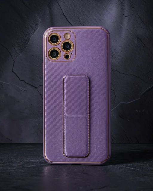 Apple İphone 12 Pro Kılıf Coco Karbon Standlı Kapak - Mor