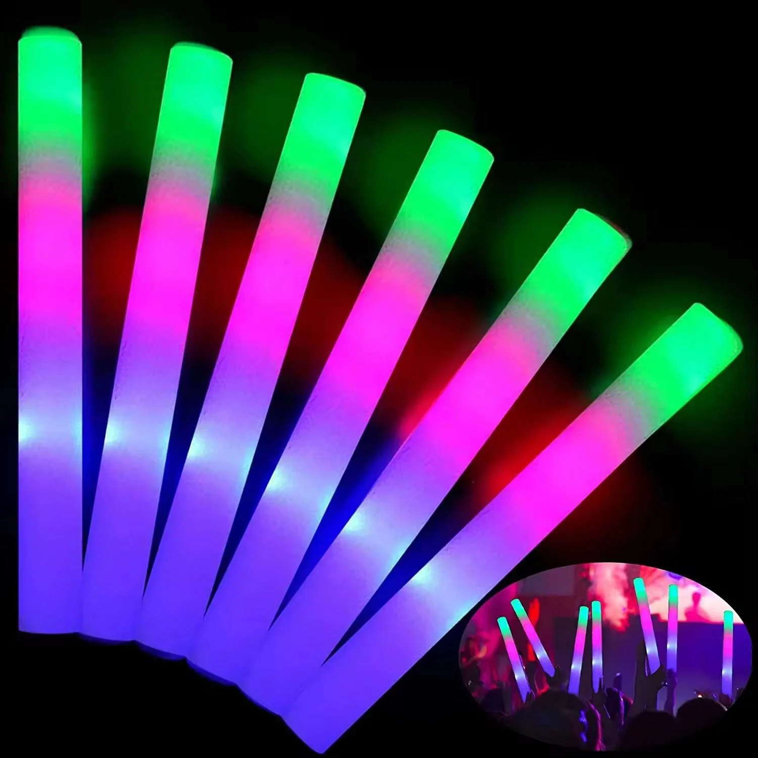 Led Işıklı 3 Modlu Kauçuk Işıklı Sünger Parti Çubuk Sopa - 46 cm (6’lı Paket) görsel 4
