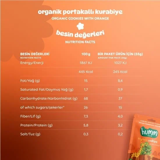 Organik Vegan Portakallı Kurabiye 55 Gr görsel 3