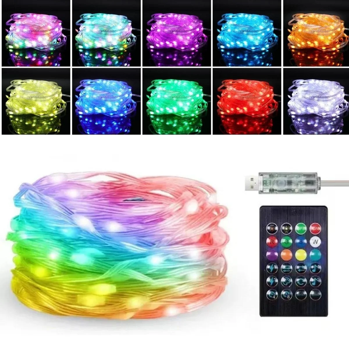 10 MT Uzaktan Kumandalı USB LED Işık – Çok Modlu Dekoratif Ortam Aydınlatmas görsel 5