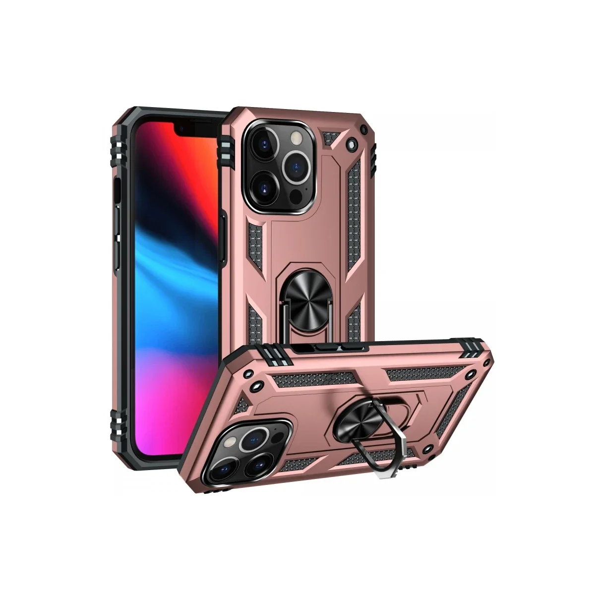 Apple iPhone 13 Pro Kılıf Sofya Yüzüklü Silikon Kapak - Rose görsel 2