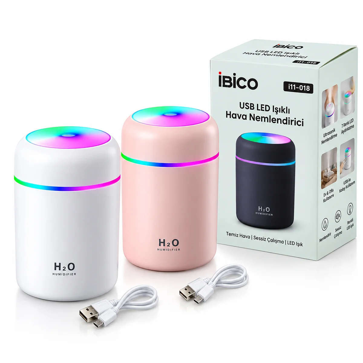 Mini USB Hava Nemlendirici 300ml - Işıklı Taşınabilir Aroma Difüzör görsel 2