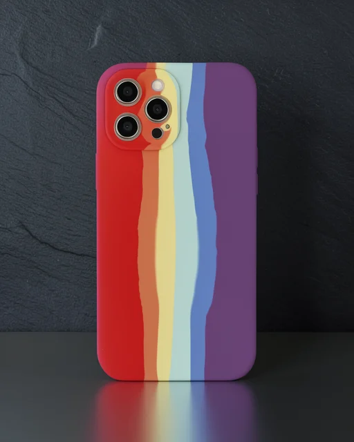 Apple İphone 12 Pro Max Kılıf Ebruli Lansman Silikon - Kırmızı-mor