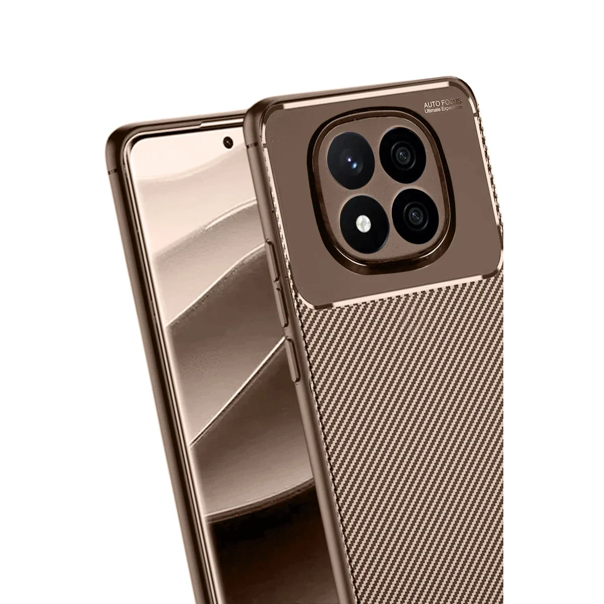 Xiaomi Redmi Note 14 Pro 5G Kılıf Auto Focus Karbon Kapak - Kahverengi görsel 3