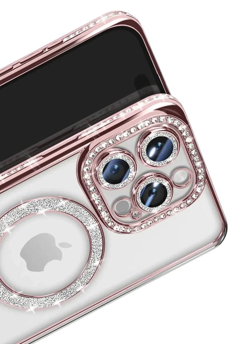 Apple iPhone 16 Pro Max Kılıf Joke Simli Magneticsafe Kılıf - Pembe görsel 3