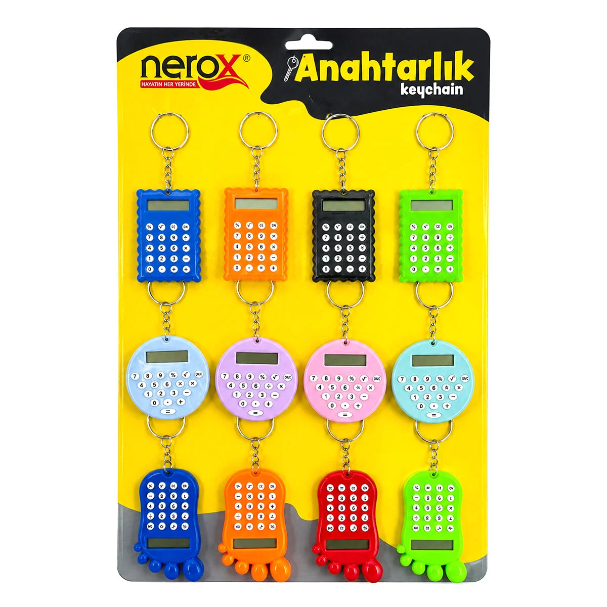 12 Adet Hesap Mak. Anahtarlık Renkli Plastik NRX-4089