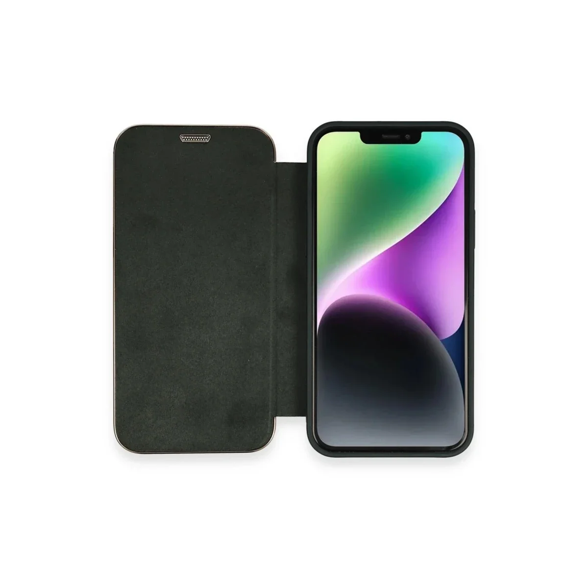 Apple iPhone 12 Kılıf Dolpin Kapaklı - Koyu Yeşil