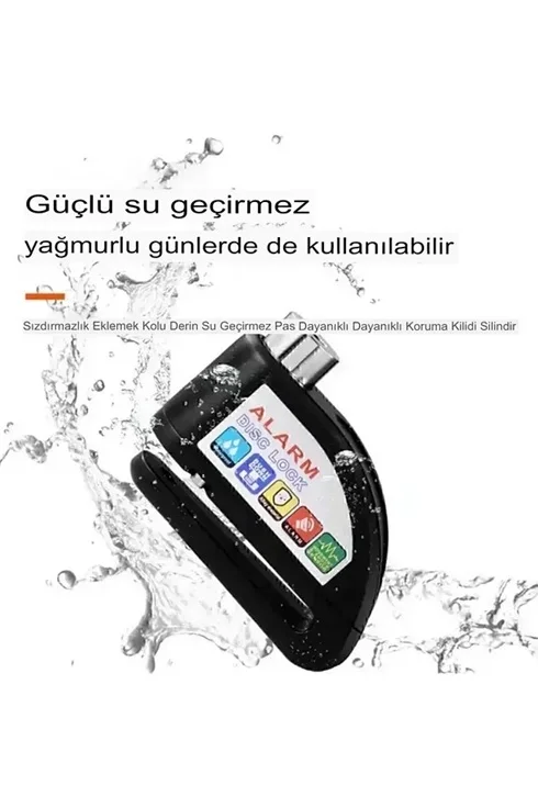 Alarmlı Disk Kilidi Motorsiklet Scooter Bisiklet Sesli Alarm 110 Desibel Yüksek Ses görsel 3